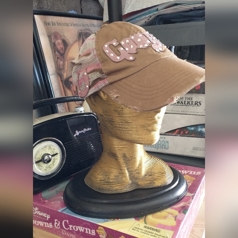 Cowgirl Glam Camouflage Brown and Pink Half Mesh Baseball Cap